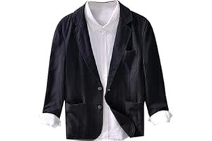 SUTELANG LURRYLY Jacket Blazer Homme - Business Casual Coton Lin Costume Veste Hommes Ample Ajustement Mode Solide Couleur Monocouche Costume Top Veste Doudoune Homme Marque