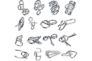 Qanmua 16 Stück Knobelspiele Set, 3D Brainteaser Metall Puzzle IQ Spiele Set Geduldspiele für Kinder und Erwachsene