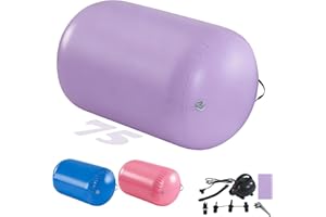 TRIOBLADE Air Roller Inflatable Tumbling Gymnastics Barrel 60/75/90cm Tumbling Mat Air Tumble Track Mat Backbend Trainer with Electric Air Pump for Training/Yoga/Backflip/Home Use