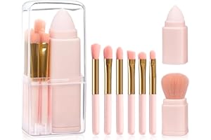 SRUIDYLADY 8 Piezas Set de Brochas de Maquillaje, portátil Pinceles de Maquillaje para polvos, colorete, correctores, ojos, viajes, brochas de maquillaje pequeñas multifuncionales con estuche (naranja)