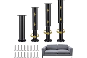 FARNIRVANA 4pcs Universel Pieds de Lit Réglable, Pieds de Meubles Réglables 18-30cm avec vis,Metallique Pieds de Meubles Réglables, Pied Meuble de Salle de Bain, pour Canapé, Lit, Table, Armoire