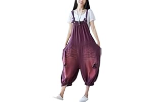 Youlee Donna Pantaloni larghi Denim Salopette tutine Pantaloni