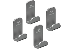 WEISSENSTEIN Ganci appendiabiti adesivi 3m – Appendini porta asciugamano in acciaio inox neri – Ganci muro senza foratura