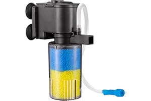 Weipro Filtro Acquario Interno con Spugna Filtrazione a 2 Strati, Pompa Sommergibile a Silenzioso 5W, Adatto per Piccolo Acquari con 20l ~ 60l Acqua Dolce e Acqua Salata, TH-280(330L/H)