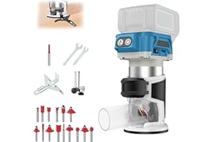 YEZMEK Cordless Router / Edge Router - 6 Levels Adjustable, 33000 RPM, Compatible with Makita 18V Batteries, with 15 Cutters & 2 Wrenches, Battery Not Included