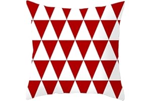 Lieson Federe per Cuscino, Federe Cuscini 40x40 Fantasia 1 Pezzo Federe Cuscino Fantasia Rosso Bianco Triangolo Reticolo, Poliestere