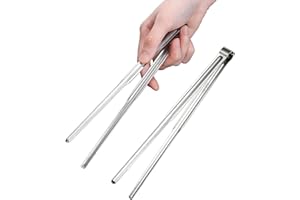 UPTALY 2 pcs 18/10 pinces fines en acier inoxydable (21 cm), pinces de barbecue japonaises légères, pinces de barbecue coréennes, pinces à Sushi haut de gamme, petites pinces de cuisine