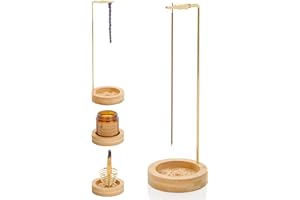 ZenBless Eco-Friend Incense Holder for Sticks, Upside-Down Incense Burner,7 Chakra Bamboo Insence-Stick Holder with Brass Incense Stick Stand Palo Santo Holder, Decoration for Meditation Yoga Spa Room