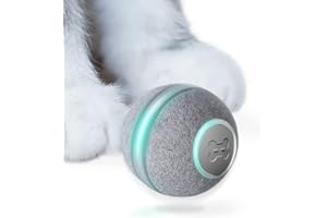 Cheerble Interaktywna zabawka, inteligentna, automatyczna, obrotowa kula do kotka, 3 tryby, wymienne światło LED, możliwość ładowania przez USB, piłka dla dorosłych kota (szara)