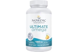 Nordic Naturals, Ultimate Omega-3, 1280mg, Goût Citron, Haute Dosé, 120 Capsules molles, Testé en Laboratoire, Sans Soja, Sans OGM