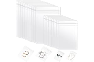 Xinjoduz 50 szt. przezroczystych torebek na biżuterię, odporne na matowienie, torebki na biżuterię, przezroczyste torby na biżuterię, antyoksydacyjne, przezroczyste torby z zamkiem błyskawicznym na