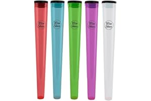 SMOKERS STORE 5 x Wise Skies Holder King Size Cone Hard Plastic Airtight Tube 5 Colours