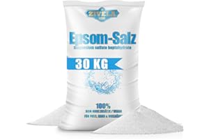 ZIVELA Epsom - Sale da bagno, 30 kg, sali di Epsom, solfato di magnesio, qualità farmaceutica, 100% puro, naturale