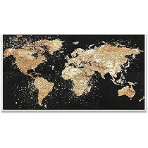 DCIDBEI 5D Diamond Painting Wereldkaart 85x45 Cm - Goud Zwart - Creatieve DIY Hobby