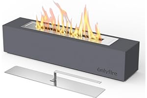 onlyfire Cheminée de Table Bio éthanol avec Extincteur, Portable Feu de Table, Brasero de Table Bioéthanol, Décoration de Balcon Jardin Extérieure, Cheminee Ethanol, Rectangulaire, Concrete