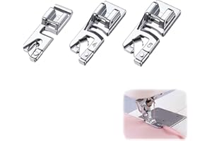 RUMGUG 3 Pezzi Piedino Orlatore Universale, Piedino per Macchina da Cucire 3/4/6 mm Piedino per Orlo Arrotolato Piedini con Orlo Arrotolato Compatibile con Janome Toyota Brother Singer