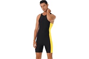 dPois Tuta da Triathlon da Uomo Costume da Bagno Rash Guard Body da Wrestling Tuta Intera da Ciclismo Classica Tri Suit Sleeveless Skinsuit Muta da Nuoto Subacquea per Allenamento