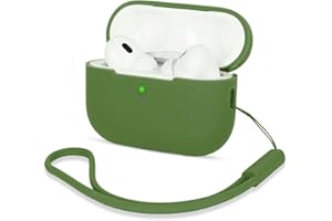 AOTUAO Compatible with AirPods Pro 2 Case Cover, Shock-Resistant Protective Silicone Case Cover for AirPods Pro 2nd Generation 2022 with Silicone Lanyard, Front LED Visible, Grass Green