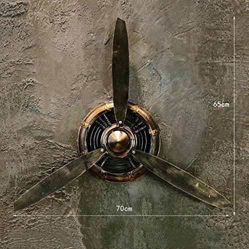 QBDS LOFT Retro Industrial Wind Iron Aircraft Propeller Wall Clock Wall Decoration Living Room Bar Decoration Cafe Restaurant Creative Wall Decoration Decorative pendant ( Color : B )