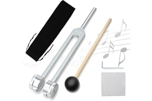 BATEYA Diapason 128 Hz Curativo,Terapia del Suono 128 Hertz,128 Hz Strumento Curativo Diapason Set,128 Hz Diapason Medico Professionale in Lega di Alluminio con Martelletto Neurologico e Borsa