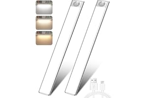 HAOTAO 40CM Motion Sensor Cupboard Lights, 120 LED 2000mAh Under Cabinet Light USB Rechargeable Battery Light, Dimmable Under Cupboard Light for Closet Wardrobe Stairs Kitchen