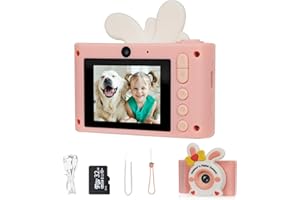 GOOPOOL Kinderkamera Digitalkamera,Kinder Kamera 1080P 2,0-Zoll-Bildschirm,Kamera Kinder mit 32GB SD-Karte Selfie Digitalkamera,Anti-Drop Fotoapparat Kinder für Geburtstagsgeschenk Weihnachten Spielzeug Rosa