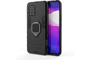 MHHQ para Xiaomi Mi 10 Lite 5G Carcasa, 2 en 1 Armour Estilo Robusto híbrido Doble Capa Armadura Defender TPU + PC Funda con Soporte magnético para Coche para Xiaomi Mi 10 Lite 5G -All Black