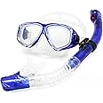 EnzoDate Optical Diving Gear Kit Snorkel Snorkel Snorkel, Different Strength for Each Eye, Top Dry Myopic Diving Mask