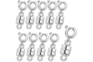 KSJEHW 10 Stück Magnetverschluss Kette 925 Sterling Silber Armband Verschluss Magnetverschluss für Ketten Halskette Armband DIY Jewellery Making Accessories(Silber)