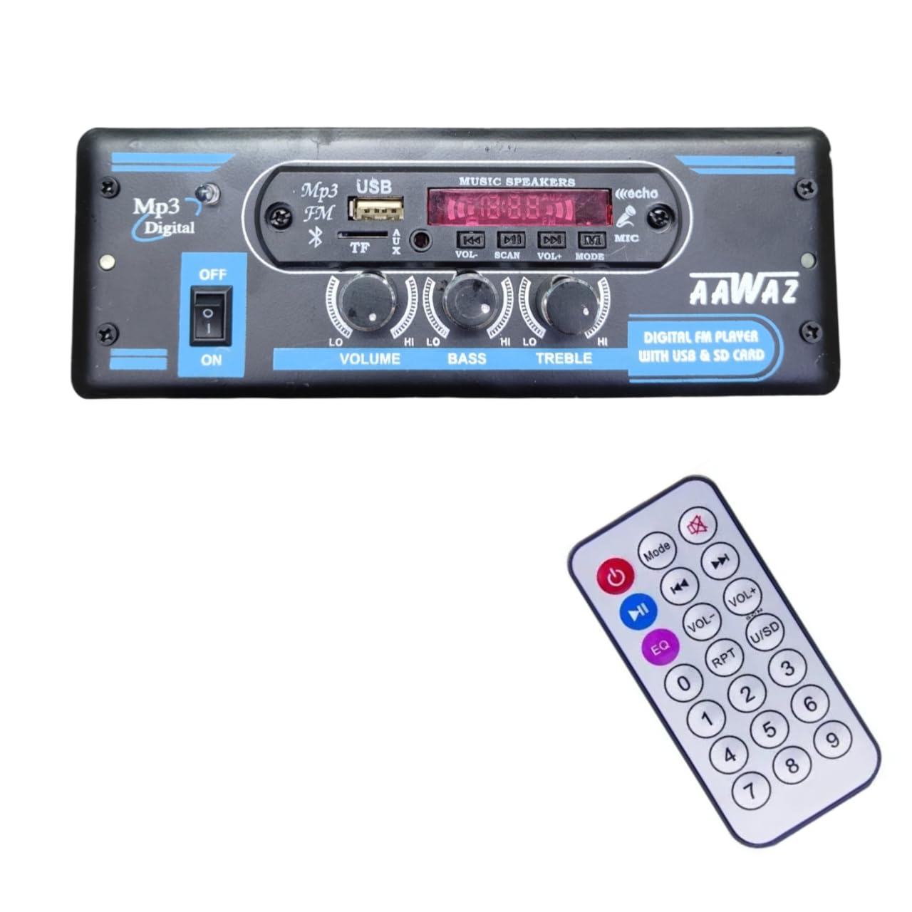 BME 12V 4440 Dual IC Mini Stereo Audio Amplifier For Car, Auto rickshaw, e-rickshaw, tractor, Bus,Track Multiple Vehicle use. With Remote,(Pack Of 1)