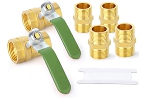 ERGAOBOY 2 Stk 1/4 "BSP Buchse auf Buchse Messing Kugelhahn mit 4 Stk 1/4" Stecker auf Stecker, passend für Rohrverbindungsanschluss