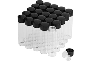 CADBIBE 20ml Transparent Glasfläschchen mit Schraubverschluss und Kunststoffstopfen, Kleine Glasflaschen Auslaufsichere Glas Fläschchen für Flüssigkeit Pulver Proben und kleinen Gegenständen, 25 Stück