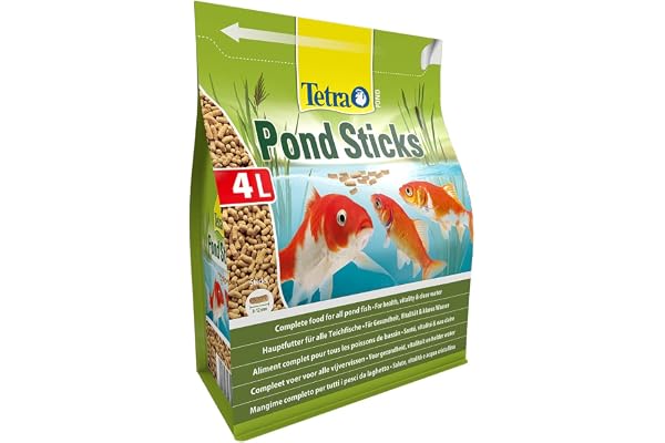 Tetra Pond Sticks – fiskfoder för alla dammfiskar, stöder friska fiskar och klart vatten i dammen, 4 l påsar
