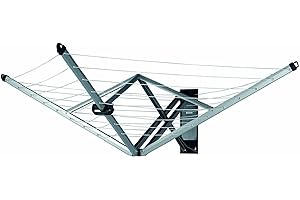 Brabantia - Tendedero Wallfix - con Funda Protectora - Extenderlo con Tan sólo una Mano - Ahorra Espacio - Cuerdas resisitentes a los Rayos UV - Fíjalo a la Pared - Metallic Gris - 24m