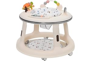 FORROBY Chodzik dla małych dzieci z półką muzyczną, bezpieczny wózek do nauki chodzenia z cichym kątem 360°, składany wózek do nauki chodzenia dla dzieci w wieku od 9 do 18 miesięcy