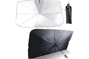 VESZOEN Parasol Coche Delantero Plegable 140 x 79cmParasol Paraguas Coche Plegable Parasol Coche Paraguas Delantero Protección UV, Aislamiento Térmico para la Mayoría de Los Modelos