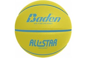 Baden Junior All Star Deluxe Rubber Basketball, Indoor and Outdoor Ball, Yellow and Blue, Size 4
