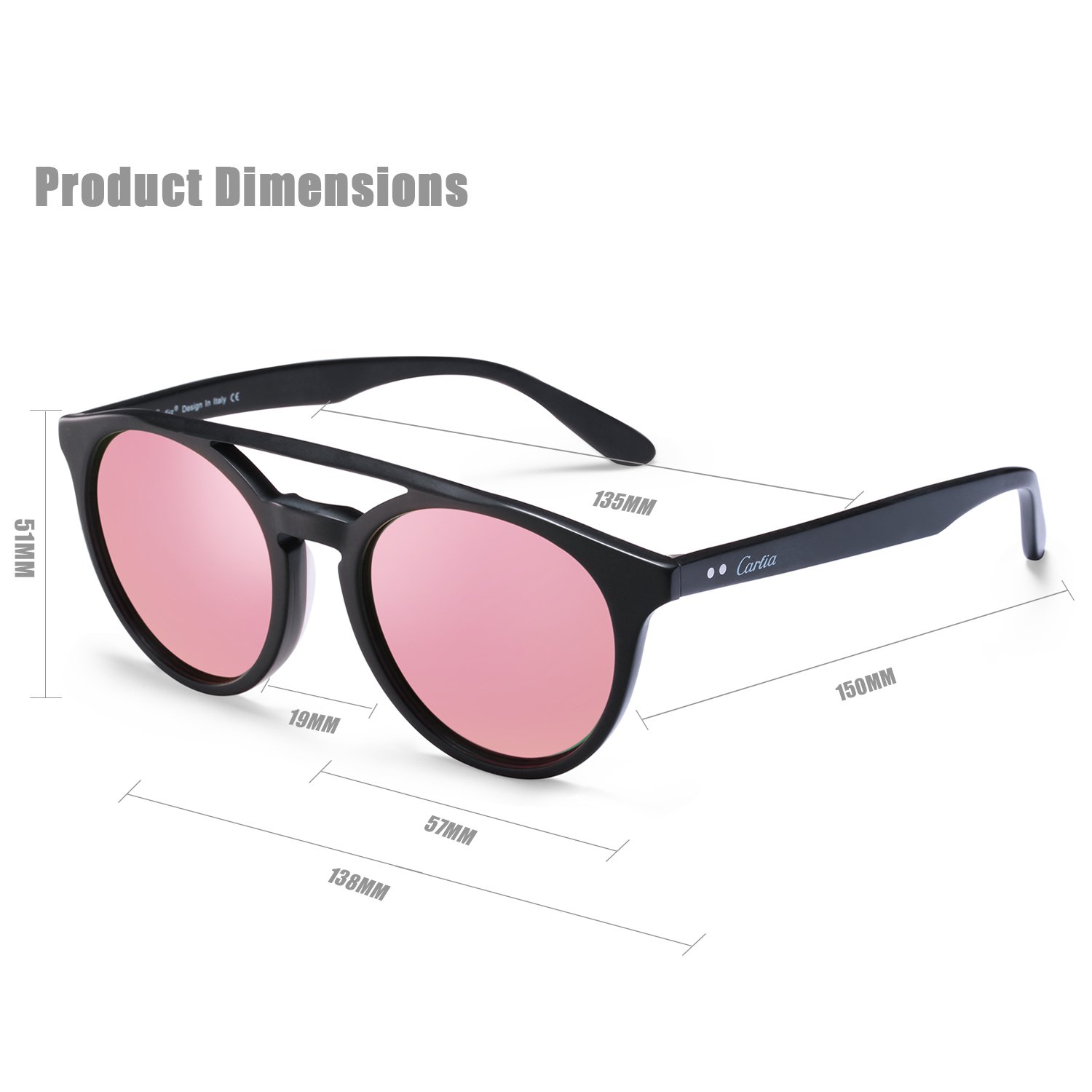 Carfia-Gafas-de-Sol-Polarizadas-hombre-mujer-Double-Bridge-Retro-Unisex-Estilo-gafas-Proteccin-UV400-para-conducir-viajes-playarosado