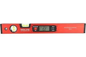 PUSOKEI Capteur d'angle LCD numérique Niveau à bulle 4 x 90 ° Jauge d'angle d'inclinomètre de niveau avec 4 aimants puissants (rouge)