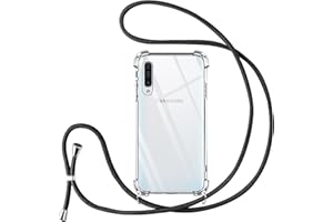 Vauki handyband für Samsung Galaxy A50 Hülle mit Band,Handyhülle mit Kette zum Umhängen Kordel Necklace Schutzhülle Transparent TPU Stoßfest Silikon Bumper Case für Samsung Galaxy A50,Schwarz