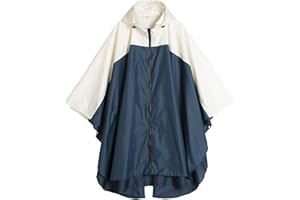 Freesmily Damen Regen Poncho stilvolle wasserdichte Regenmantel mit Kapuze Reißverschluss