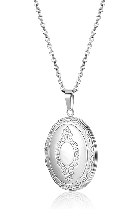 Ovales Medaillon Amulett Für 2 Fotos Bilder Anhänger Mit Kette