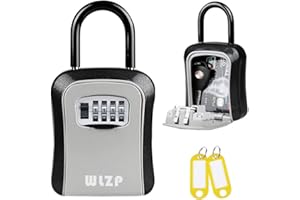 WLZP Sejf na klucze, sejf na klucze z 4-cyfrowym kodem numerycznym, do montażu na ścianie, wewnątrz i na zewnątrz, skrzynka na klucze ze stali nierdzewnej i wodoodporna, prezent – 2 klucze