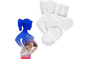 SUNYOK 1pcs Moule Silicone pour Cadre Photo Moulage Résine Époxy Forme Femme Enceinte Idée Cadeau Fête des Mères pour Future Maman Création Cadre Sonogramme pour Révélation Bébé
