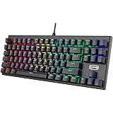 CP3 Gaming Keyboard RGB Wired Keyboard Anti-ghosting 87 Key Mechanical Keyboard with Blue Switches for Laptop, Windows, PC Ga