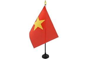 AZ FLAG - Tischflagge Vietnam - 15x10 cm Goldene Splitze - Vietnamesische Tischfahne 10 x 15 Cm - Flaggen