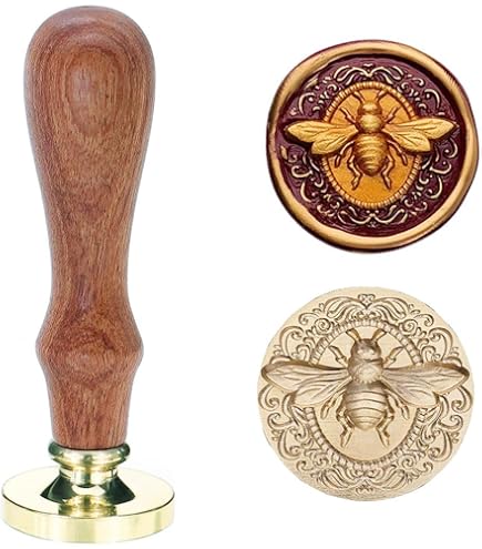 CRASPIRE Bee Wax Seal Stempel Vintage Zegellak Stempels Kroon 30mm/1.18 inch Verwijderbare Messing Hoofd Afdichting Stempel Met Houten Handvat voor Uitnodigingen Kaarten Gift Wrap