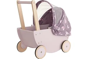 howa Passeggino per bambole Rainbow in legno con tettuccio pieghevole 25502