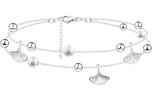 Cheerslife Cavigliera da Donna Argento 925 Regalo Donna Doppio Strato Elegante Regalo di Compleanno Natale per Ragazze Amico Figlia Sorella Adolescenti Cavigliera Argento Regolabile 23+2.5 cm