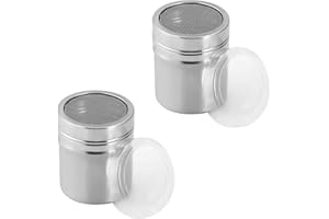 WANGZHENXI 2 Pack Azucarero Dosificador de Acero Inoxidable para Chocolate, Azúcar en Polvo, Sal, Cacao, Harina, Café – Espolvoreador Multiusos para Cocina y Repostería
